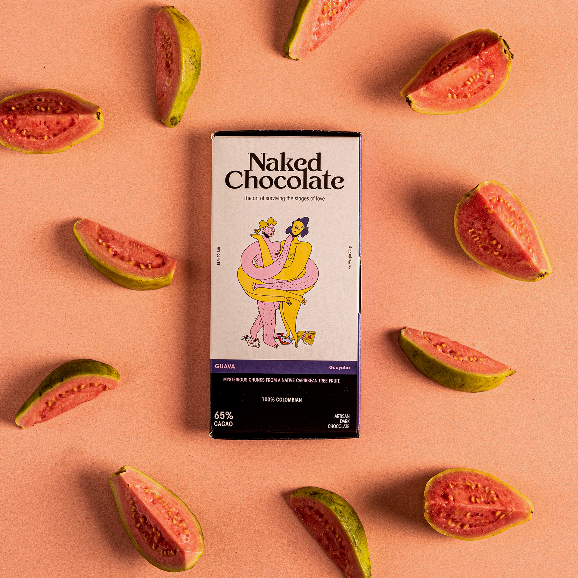 flavor of guava blended with 65% dark chocolate crafted from high-quality cacao. 