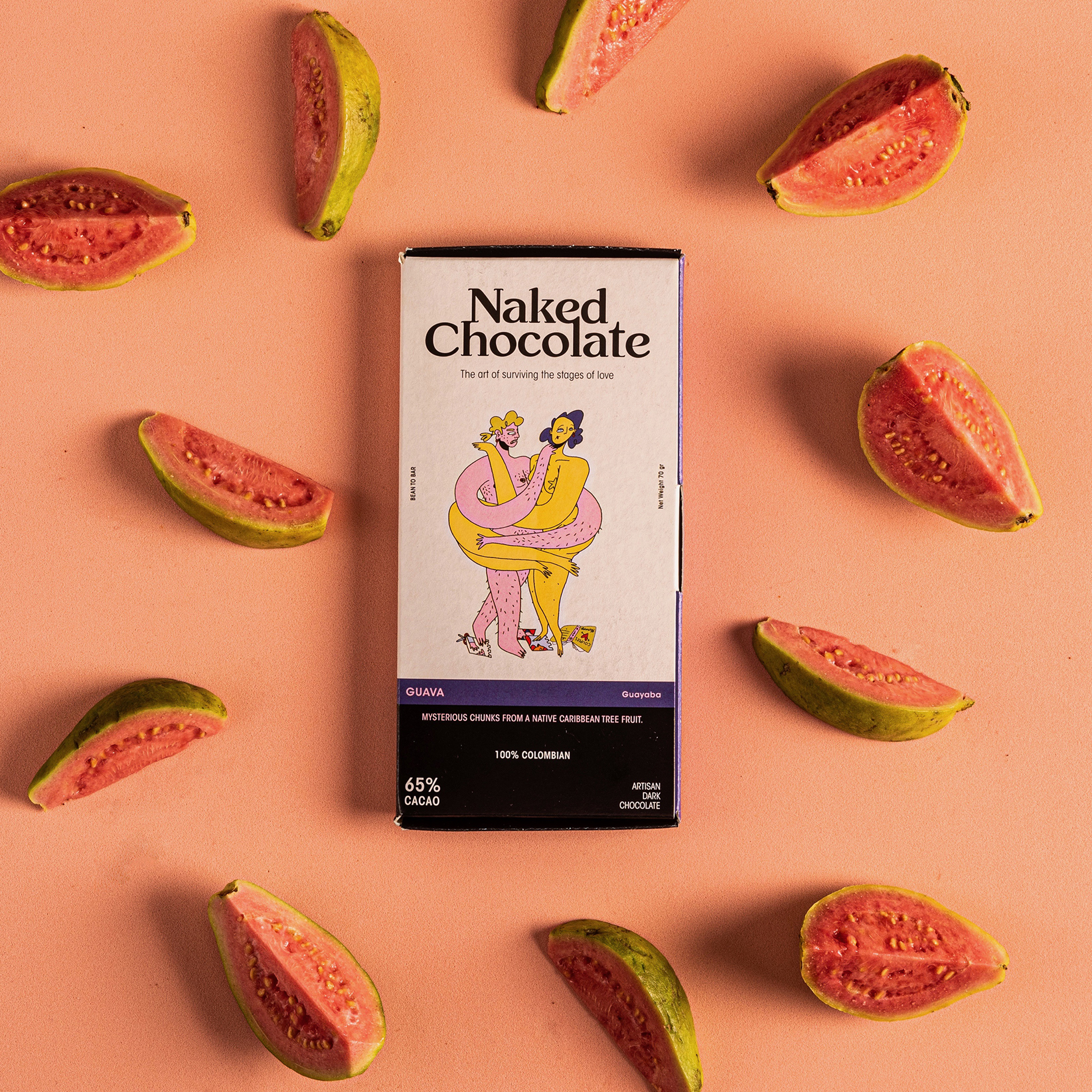 Naked choco 65% dark chocolate with guava