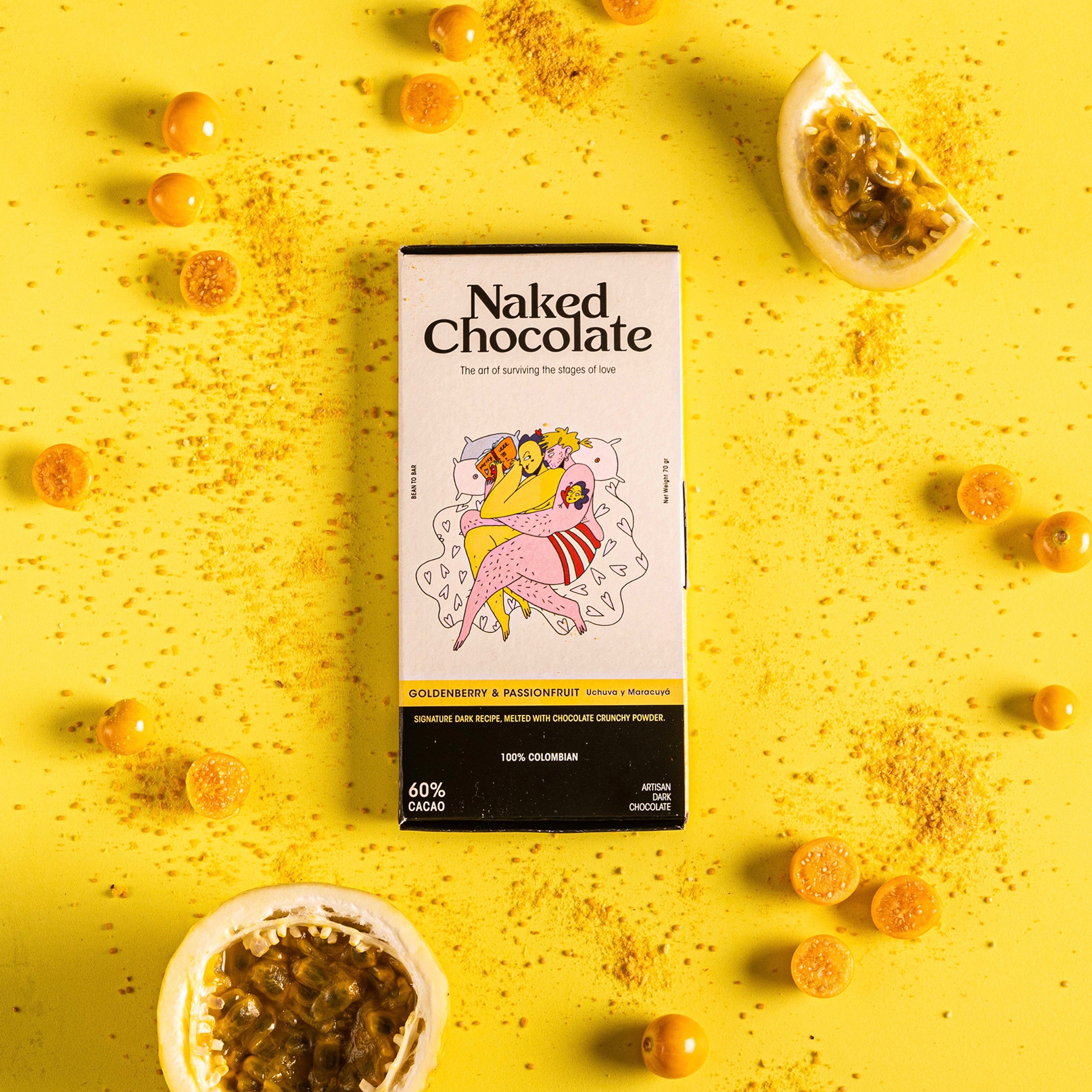 Naked Choco In Love 60% Goldenberry and Passionfruit Chocolate Bar